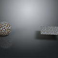 Handcrafted Wooden Stone Sphere And Rectangular Slab With Spotted Surface Pattern 3d model