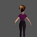 Game Movie Character Female With Short Hair Purple Top And Dark Pants