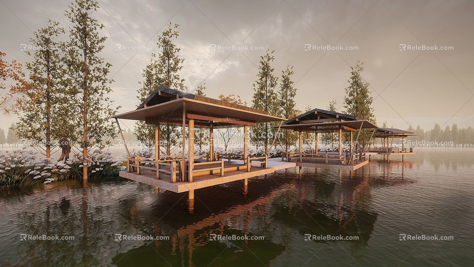 Modern Pavilion Waterfront Rest Pavilion 3d model