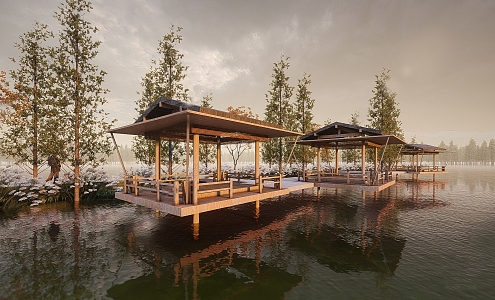 Modern Pavilion Waterfront Rest Pavilion 3d model