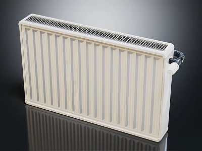 Modern White Radiator Design With Steel Vertical Fins And Heating Elements 3d model