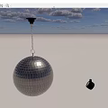 Mirrored Disco Ball Chandelier Suspended By Chain With Sparkling Reflective Tiles