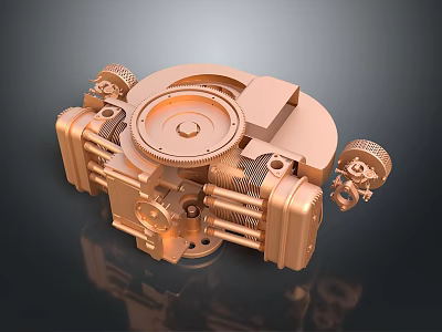 3D Rendered Detailed Mechanical Engine Featuring Gears Pipes And Metallic Components 3d model