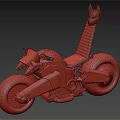 Stylish Red Motorcycle With Fox Mask Ribbed Seat And Futuristic Design