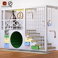 Multifunctional Children's Bed With Climbing Grid Colorful Drawers Stairs And Teepee