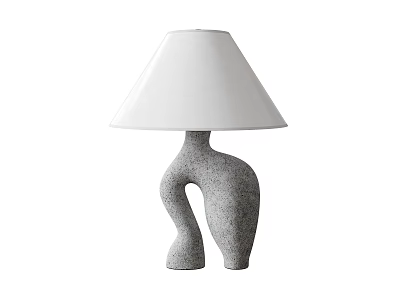 Modern Textured Gray Candle Lamp With Curved Base And White Shade 3d model