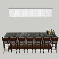 Modern Bar Chair Combination Simple Dining Table and Chair 3d model