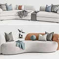Modern Sectional Sofa With Soft Pillows Throw Blanket And Decorative Items 3d model