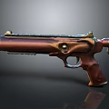 Antique Vintage Detailed Pistol With Wooden Grip And Metallic Decorative Engravings