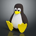 Cute Knitted Penguin Doll With Dark Brown Body White Belly And Yellow Beak And Feet