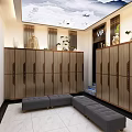 Luxurious SPA Sauna Corridor With Marble Walls Columns And Lighting 3d model