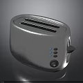 Silver Two Slice Toaster Electronic Appliance With Control Buttons And Reflective Surface
