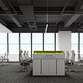 Modern Public Office Area Interior With Large Windows Ergonomic Chairs And Green Plants