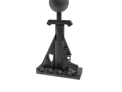 Black Metal Support Stand With Spherical Top And Stable Base Structure 3d model