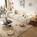 Modern Cream Style Home Living Room Cream Home Living Room 3d model