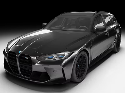 Black BMW Sporty Wagon With Sleek Design And Front Grille Details 3d model