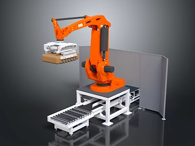 Intelligent Machine Robotic Arm Automated Handling Goods on Conveyor Belt System 3d model Intelligent Machine Robotic Arm Automated Handling Goods on Conveyor Belt System 3d model