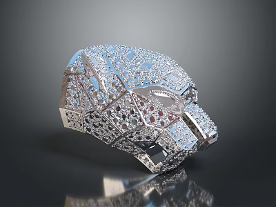 Elegant Silver Mask Decor Inlaid With Shiny Crystals For Home Living Use 3d model