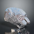 Elegant Silver Mask Decor Inlaid With Shiny Crystals For Home Living Use