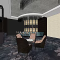 Luxurious Hotel Lobby Interior Design With Plush Sofas Chandeliers And Decorative Wall Panels 3d model