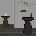 Modern artemide Side Table Solid Wood Side Round Small Coffee Table Vase 3d model