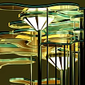Modern Station Lighting Design Featuring Metal Structure Triangular Lampshades Red White Lights