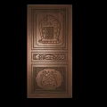 Traditional Wooden Swing Door With Intricate Carved Patterns And Decorative Elements