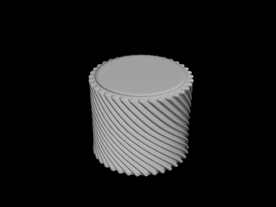 White Cylindrical Sofa Stool with Spiral Pattern Design for Living Room Decor 3d model
