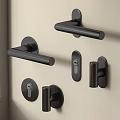 Modern Black Door Handles In Various Styles Mounted On Beige Wall For Home Decor