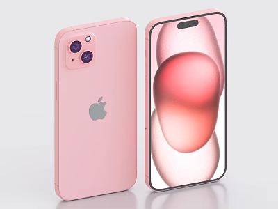 Pink Apple iPhone Back and Front View With Logo Camera and Colorful Screen 3d model