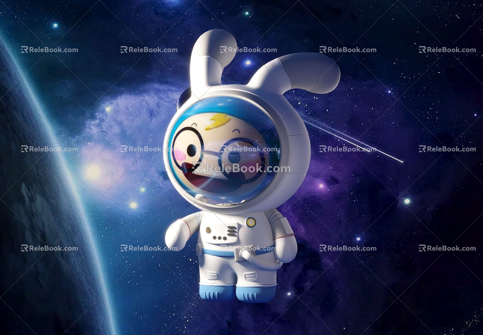 Space Astronaut Ornaments Display Ornaments Toy Decoration Astronaut Space Rabbit White Children 3d model