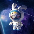 Space Astronaut Ornaments Display Ornaments Toy Decoration Astronaut Space Rabbit White Children 3d model