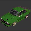 Green Modified Sporty Car With Black Roof Rear Spoiler And Gold Wheels