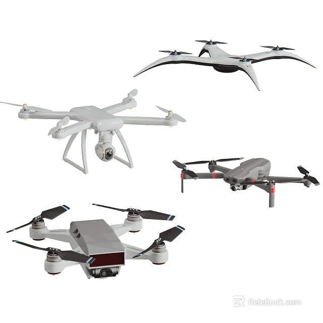 Smart Drones With Various Designs And Models For Aerial Photography And Surveillance 3d model 