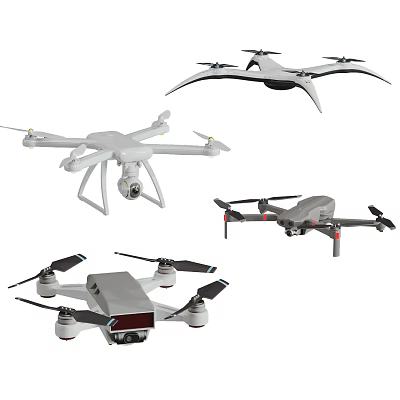 Smart Drones With Various Designs And Models For Aerial Photography And Surveillance 3d model