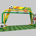 Colorful Soccer Goal Featuring Wolf Mascot And Soccer Balls On Green Turf