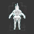 Armored Game And Movie Character 3D Model With Helmet And Shoulder Plates