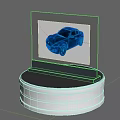 Professional Commercial Equipment With Transparent Display Panel Blue 3D Car Model And White Base