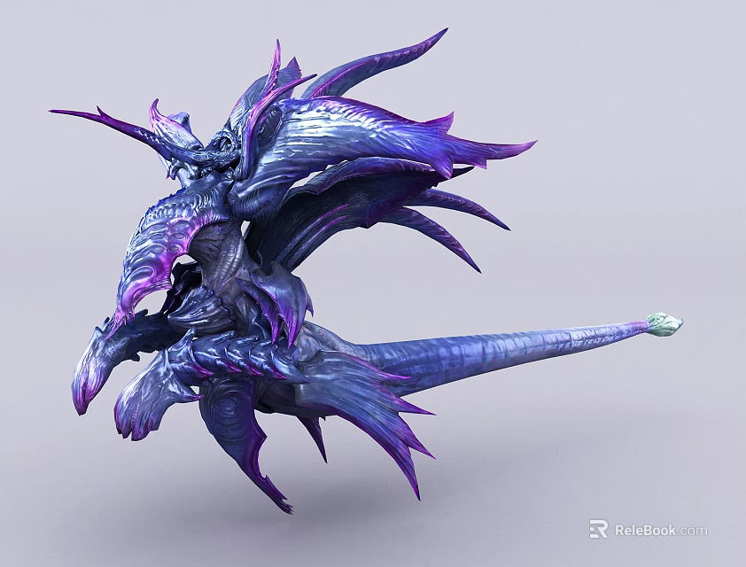 Vibrant Mythical Purple Blue Aquatic Creature With Scales And Fins 3d model 