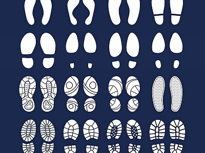 Human Footprint Shoeprint Animal Footprint Sole Pattern Cartoon Element Pattern Illustration 3d model