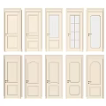 Various Light Colored Hinged Doors With Glass Panels And Decorative Panel Designs 3d model