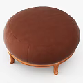 Comfortable Brown Round Leather Stool Featuring Elegant Wooden Legs for Living Space