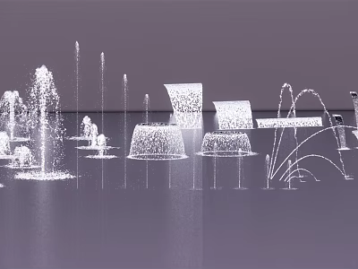 Modern Luxury Fountains With Multiple Designs Water Sprays And Lighting Effects 3d model