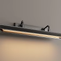Modern Long Strip Metal Wall Lights with Black and Copper Design on Gray Background
