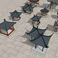 Traditional Chinese Architecture Models With Various Roof Styles And Miniature Structures