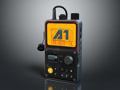 Portable Headphone Speaker With Yellow Display A1 Indicator Control Knobs And Buttons 3d model