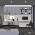 Modern Tatami Bedroom Interior With Gray Storage Cabinets Desk And Chair