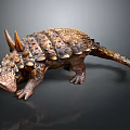 Realistic Prehistoric Dinosaur Model With Armored Plates Horned Head And Textured Skin