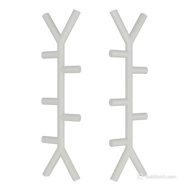 White Twin Column Clothes Hanger With Multiple Hooks For Home Organizing Use 3d model 