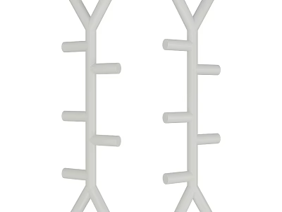 White Twin Column Clothes Hanger With Multiple Hooks For Home Organizing Use 3d model